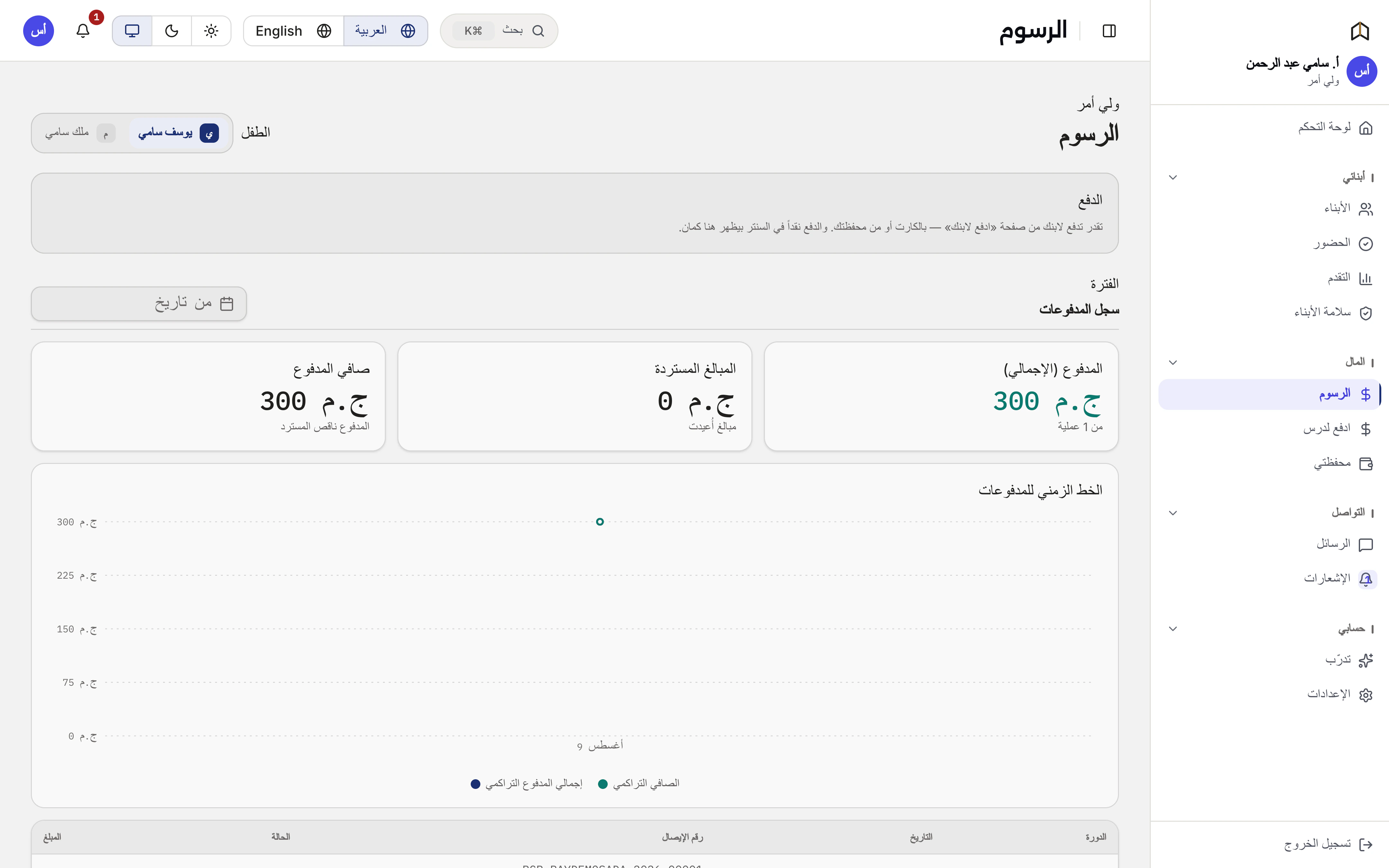 ابني بيحضر فعلًا، وبدفع في إيه؟